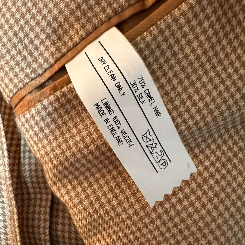 Ralph Lauren Purple Label Camel Hair Silk Houndstooth Blazer Made in England 42R - Picture 2 of 10
